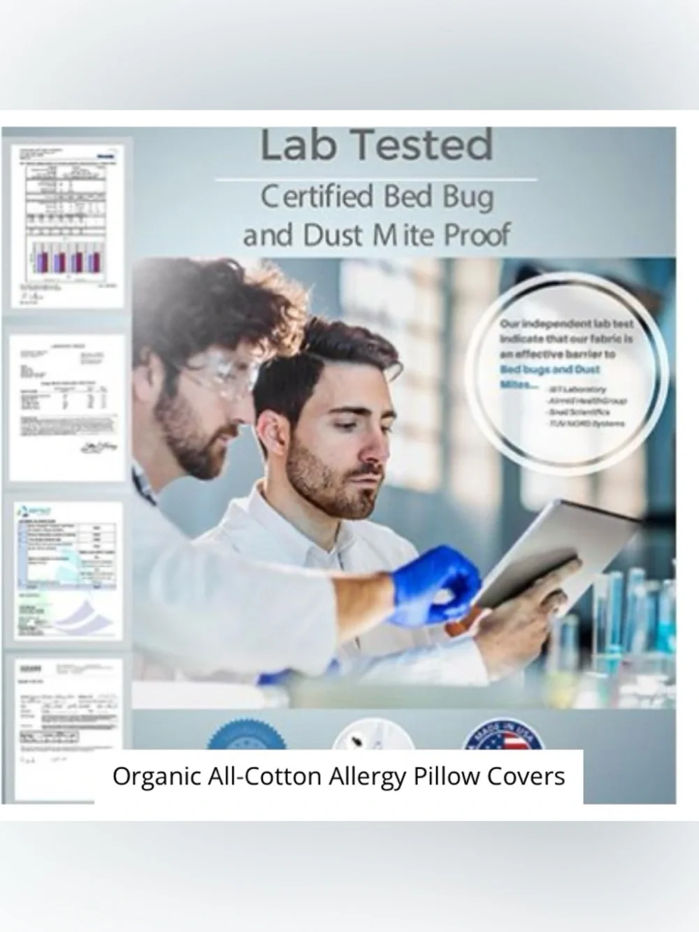 NEW Organic All-Cotton Allergy Pillow Cover - Cream
